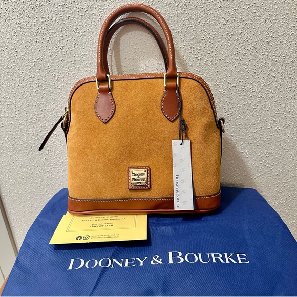 Dooney & Bourke Honey Tan Suede Top Handle Crossbody Satchel - Picture 3 of 8